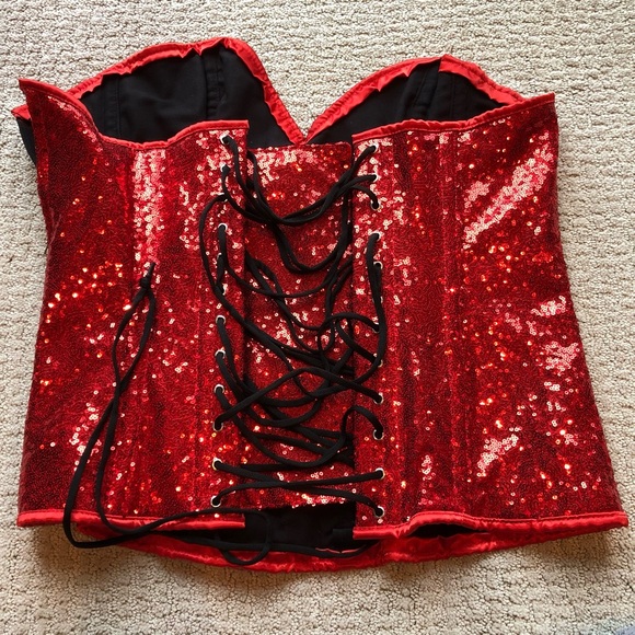 Top Drawer by Daisy Corsets Red Sequined Corset - Picture 2 of 10